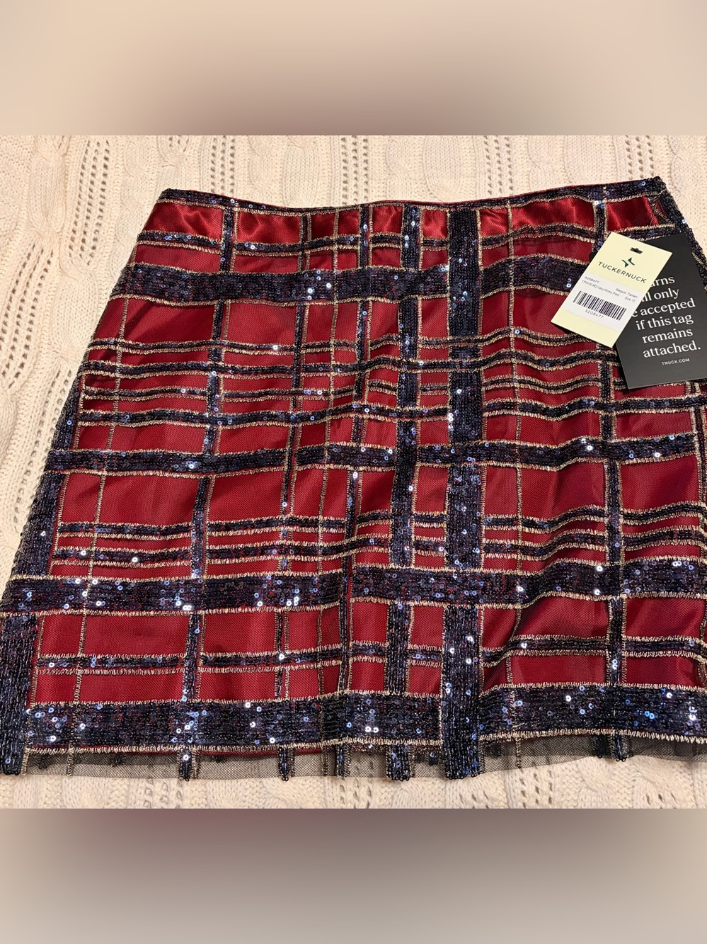 Tuckernuck Red & Gray & Gold Mini Skirt with Sequin - Picture 3 of 4
